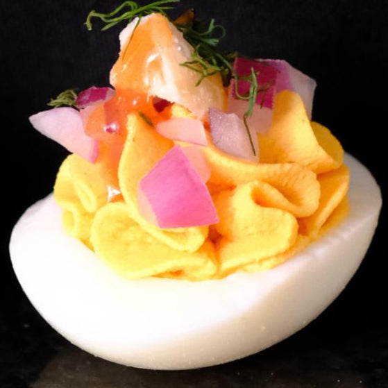 Buffalo Chicken Ranch Deviled Eggs