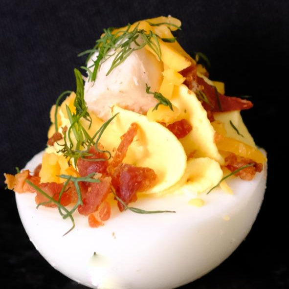 Chicken Bacon Ranch Deviled Eggs