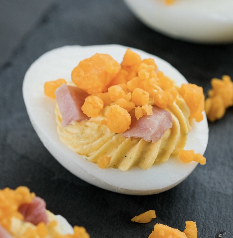 Ham and Cheddar Deviled Eggs